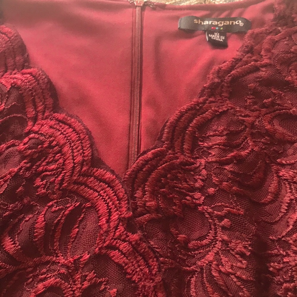 Sharagano Cocktail Dress - Maroon - sz10